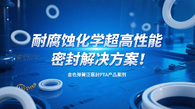 金色彈簧泛塞封PTA產品案例 ? 耐腐蝕化學超高性能密封解決方案！?